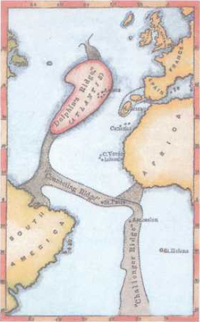 Карта, составленная на основе преданий об исчезнувшей Антлантиде.
